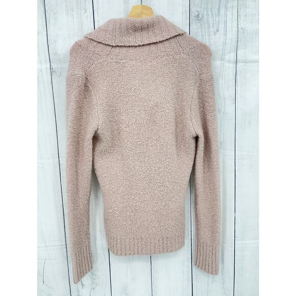 MODA International (L) Pink Boucle Knit WOOL Blend Cowl Neck Sweater - Picture 2 of 7